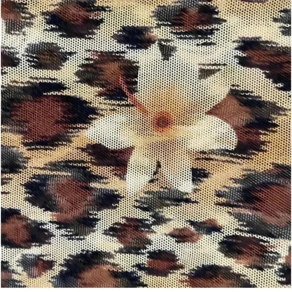 Hawaiian Tropical Floral Yellow Brown Swimming Cover Up One Size #1010 - Picture 6 of 7